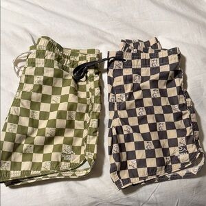 2 pairs of Kids Seaesta Checkered Swim Trunks size 9